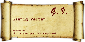 Gierig Valter névjegykártya